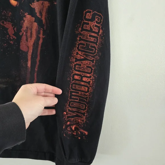 Vintage Harley Davidson Shirt Mens L Joker Clown Flames Long Sleeve 90s y2k * Re